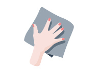 Hand with cloth cleaning the wall