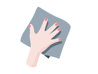 Hand with cloth cleaning the wall